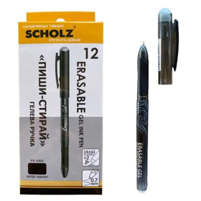 ручка гелевая "пиши-стирай", 0.7мм, черная Erasable, 3002-9SCH, SCHOLZ